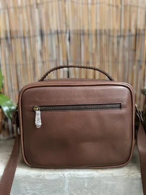 Handloomed Wool/Leather Square Shoulder Bag — Perfect