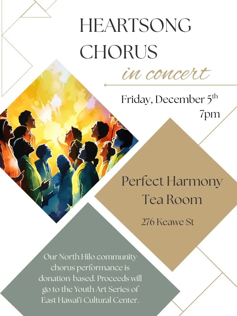 First Friday Live in the Tea Room with HeartSong Chorus 12/5, 7-9PM