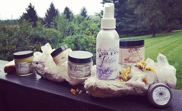 Sacred Solutions Skin Care &amp; Tattoo Aftercare Products available @blacklotustat2gallery and on Etsy!  @sacredsolutions @rootsbykaren at the Pajama Factory in Williamsport,  Pa., and At the Street of Shops in Lewisburg, Pa,  and at @sacredsolution