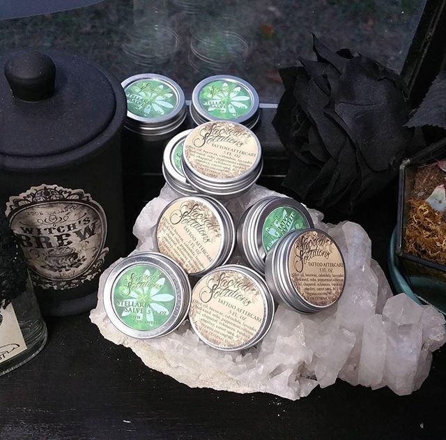 New batches of Natural Tattoo Aftercare &amp; Stellaria Salve in half oz sizes 🌼🌿🍃🌱🌿🌸 sacredsolutionsskincare.com #sacredsolutions #tattooaftercare #tattoohealing #tattoos #inked #inkedwomen #sacredsolutions #inkedmen #stellariasalve #inkhealin