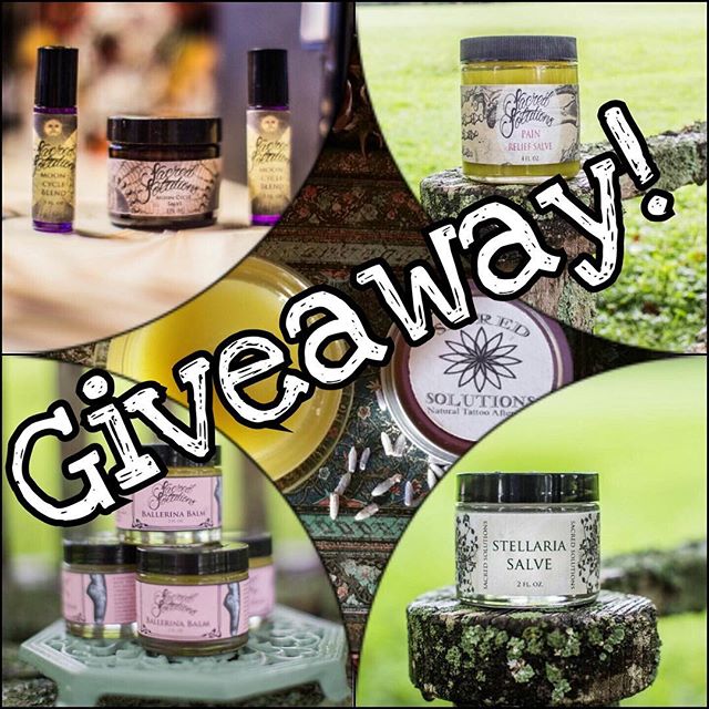 🎄It&rsquo;s Holiday Giveaway time! 🎄 To enter, repost and hashtag #sacredsolutionsgiveaway for your chance to win our, first ever, Sacred Solutions Skincare Collection! 
The new collection consists of Tattoo Aftercare, Ballerina Balm, Mooncycle Sal