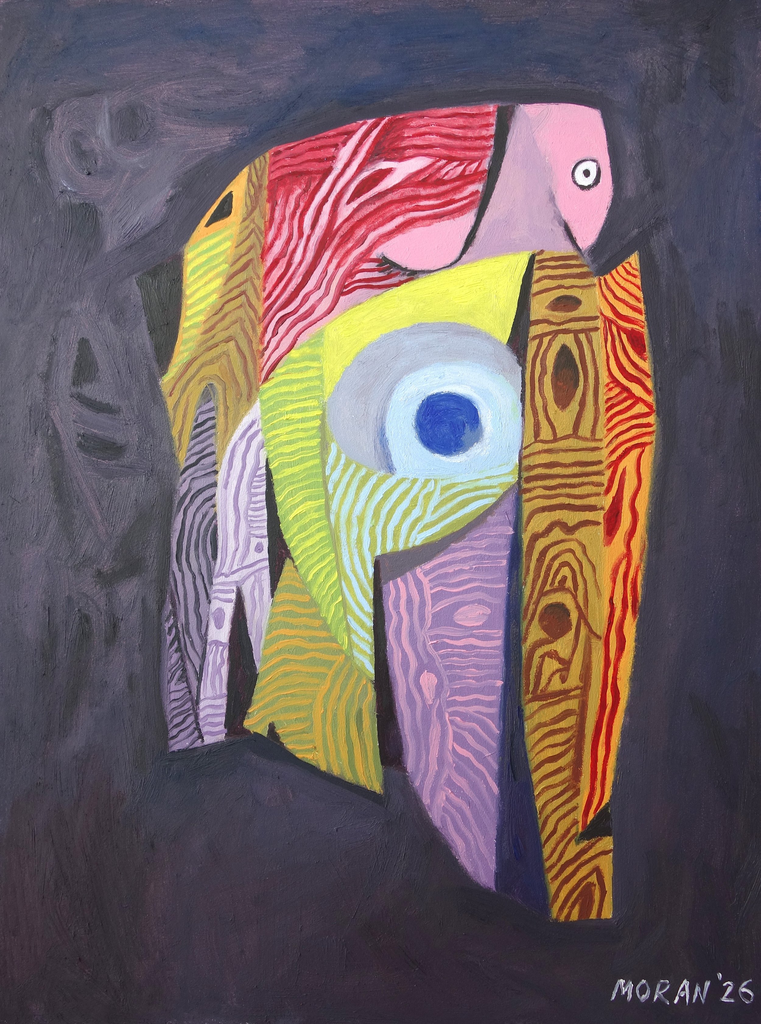 The Glimpse
  
 
The mask embodies
primitive vibrations of
a dark, unknown fear.
  
Oil on panel, 9 in x 12 in