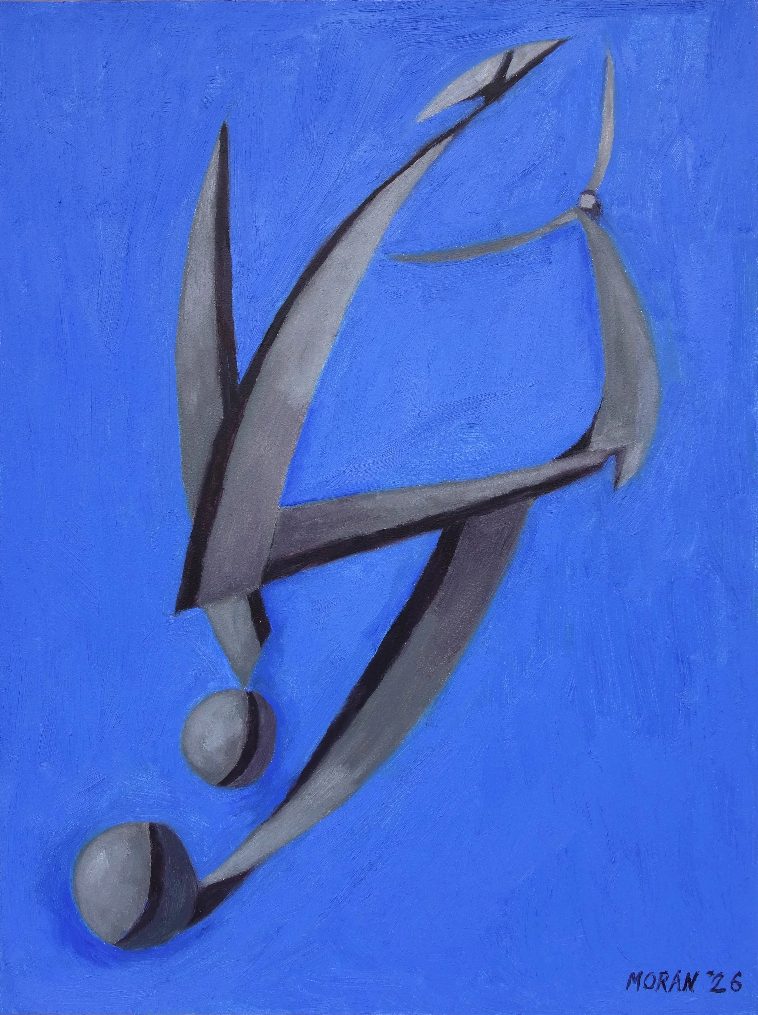 Thrust
  
  
Ambiguous lovers
with blank faces and cold smiles
dance with liombe like blades
in the empty blue.
 
Oil on masonite, 9 in x 12 in