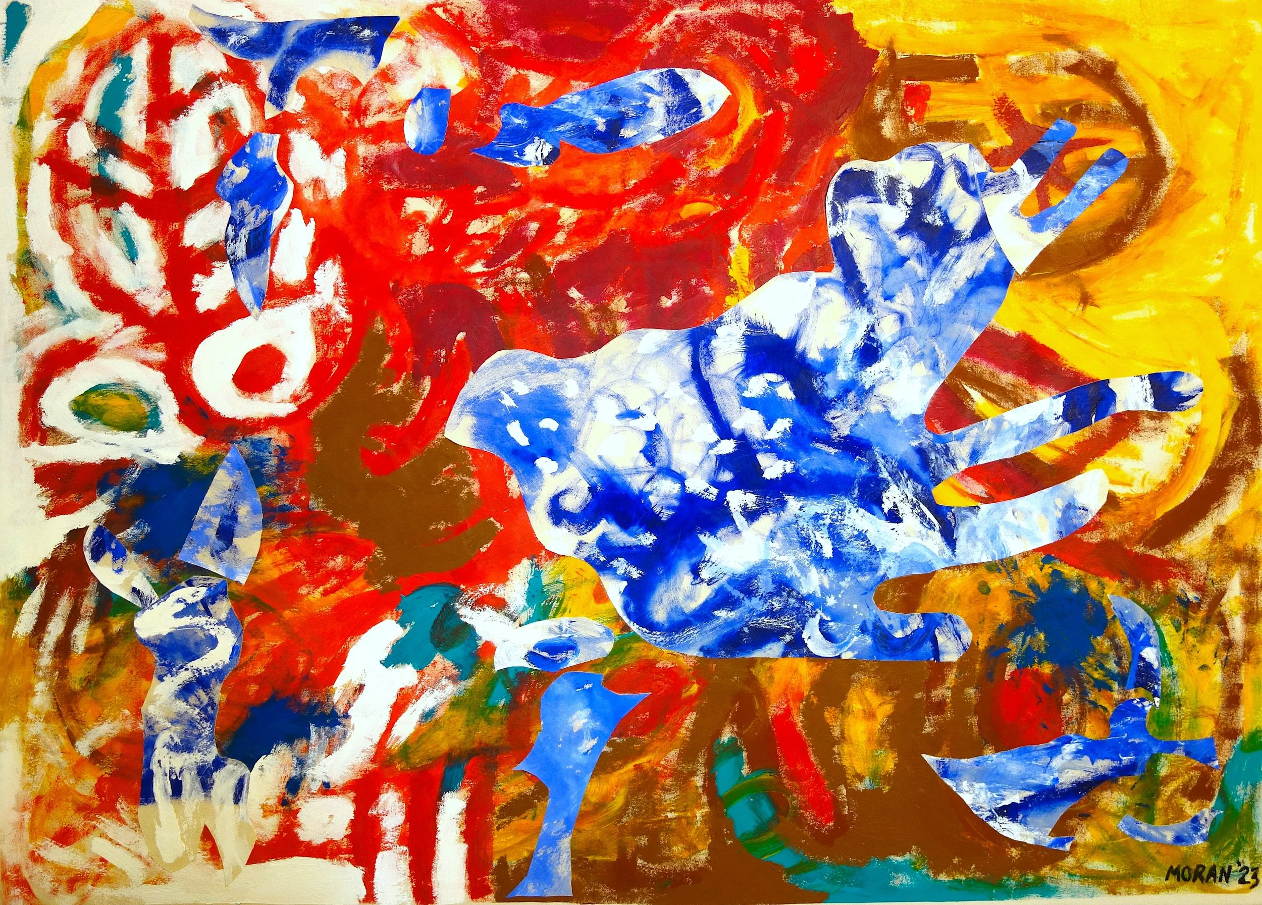 Pantomime of the Flesh

 

 This beautiful mess started off as one painting, on the floor of my apartment. It wasn't interesting enough, so I did a second one. I cut shapes out of the first painting, slathered the backs of the shapes with acrylic med