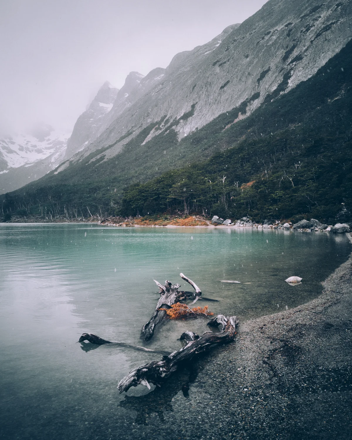This was the first image upon walking up to Laguna Esmeralda in southern Argentina. This was photographed standing up along the way.