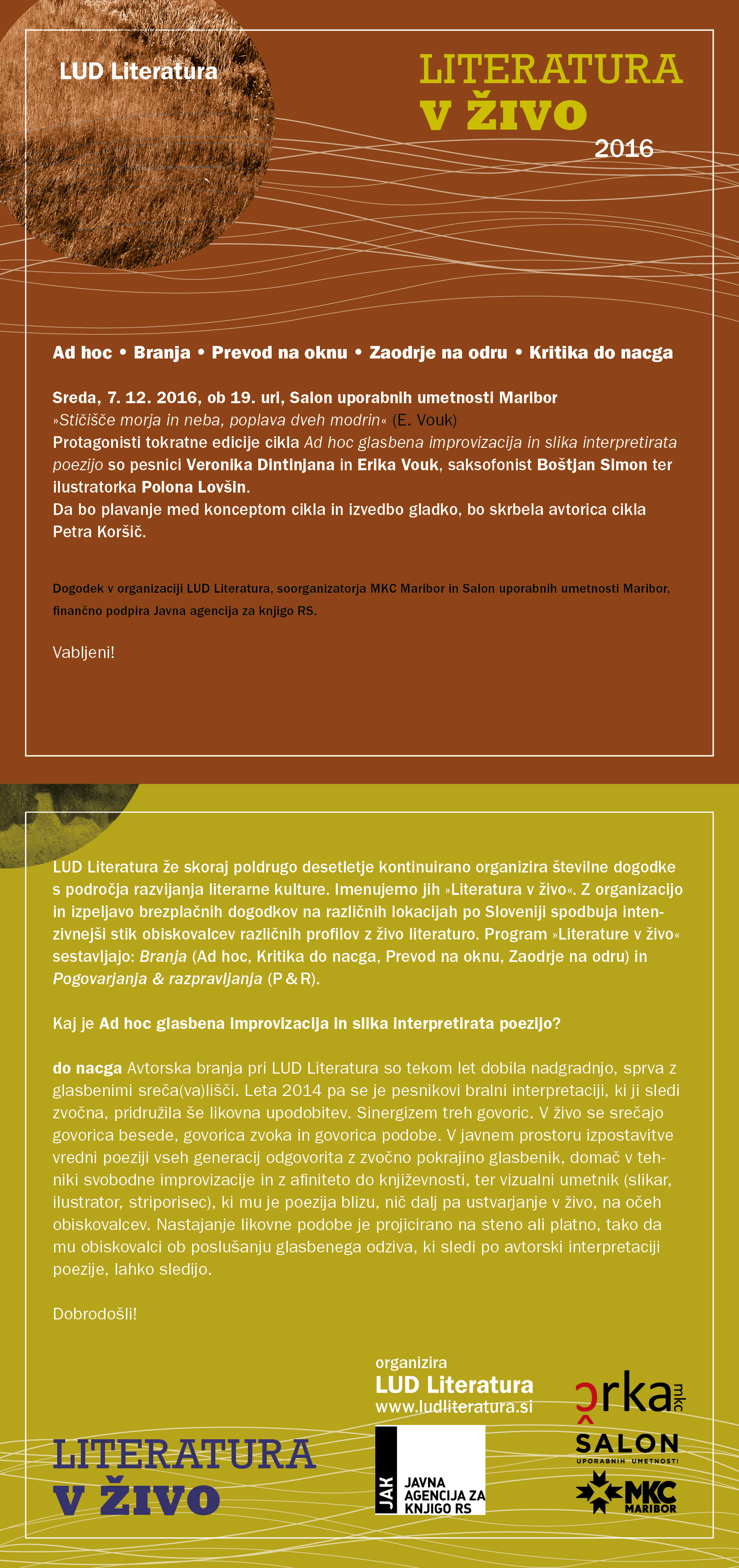 Ad hoc v Salonu uporabnih umetnostiv - glasba, literatura, vizualna umetnost