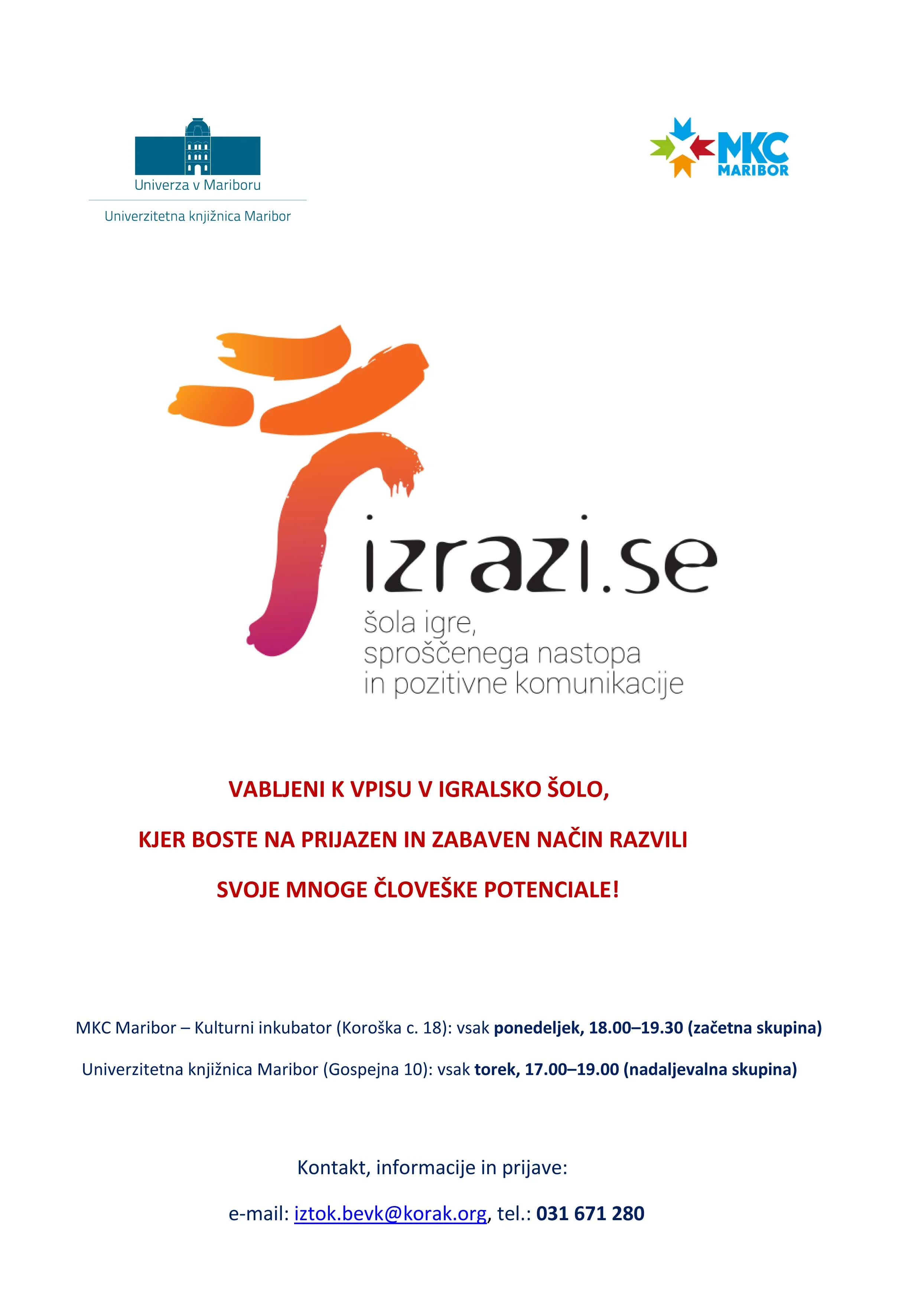 Šola igre, sproščenega nastopa in pozitivne komunikacije – IZRAZI.SE
