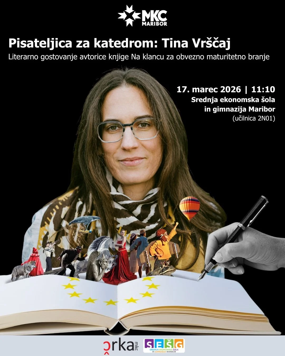 Pisateljica za katedrom: Tina Vrščaj