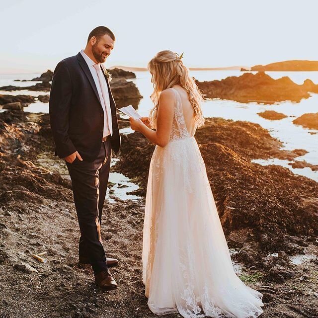 Unbelievably gorgeous island evening...it may not have been the Hawaiian backdrop they had originally planned for their i-do&rsquo;s, but my goodness, was it absolutely perfect.  The sunset, her dress, the way they made each other&rsquo;s faces light