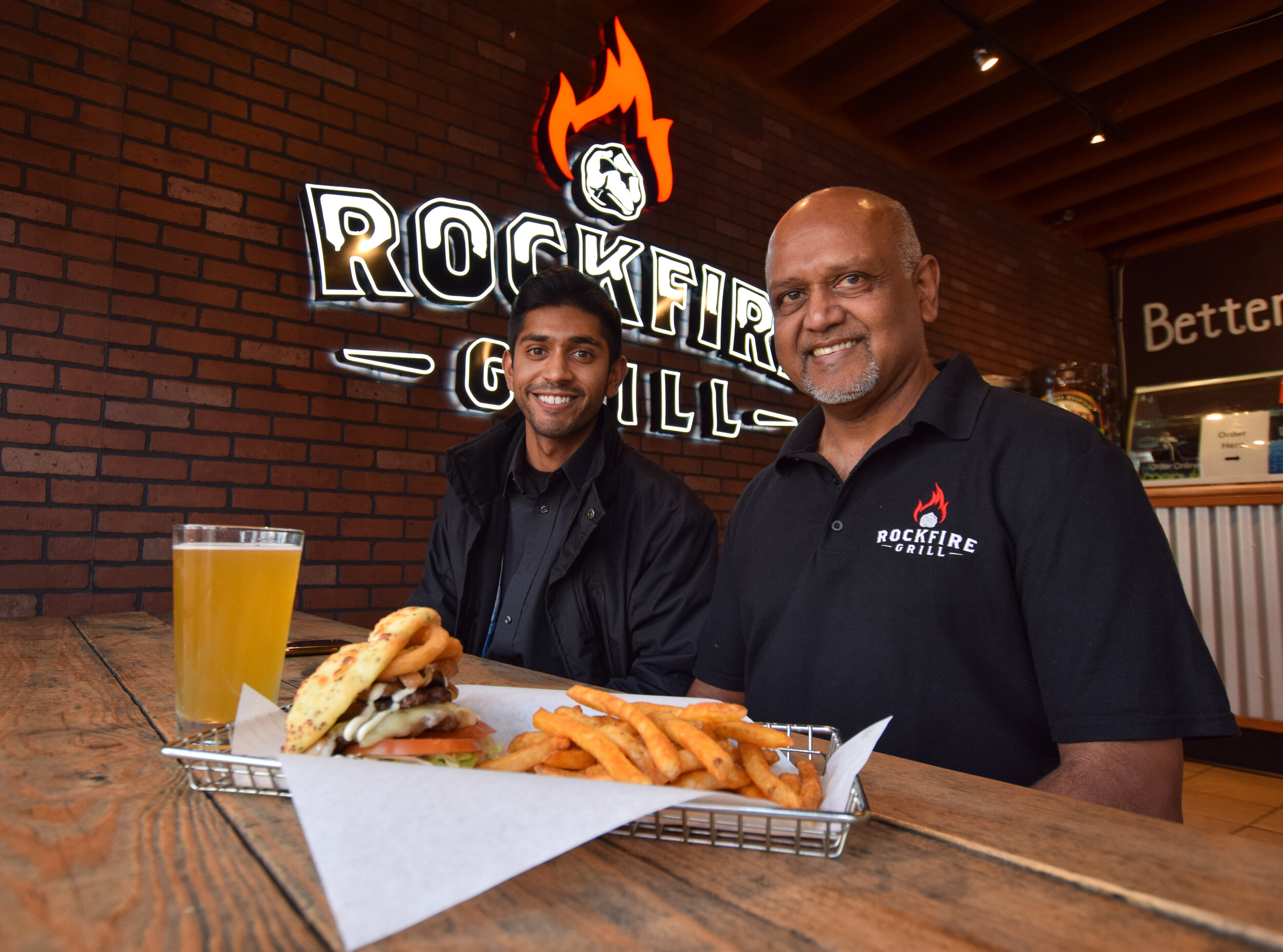  Rockfire Grill's Jai Syal (left), General Manager, and Raj Syal (right), Owner in their new location near the UCSB campus.  