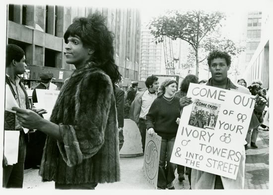Marsha P. Johnson and other activists after the police raid on Stonewall