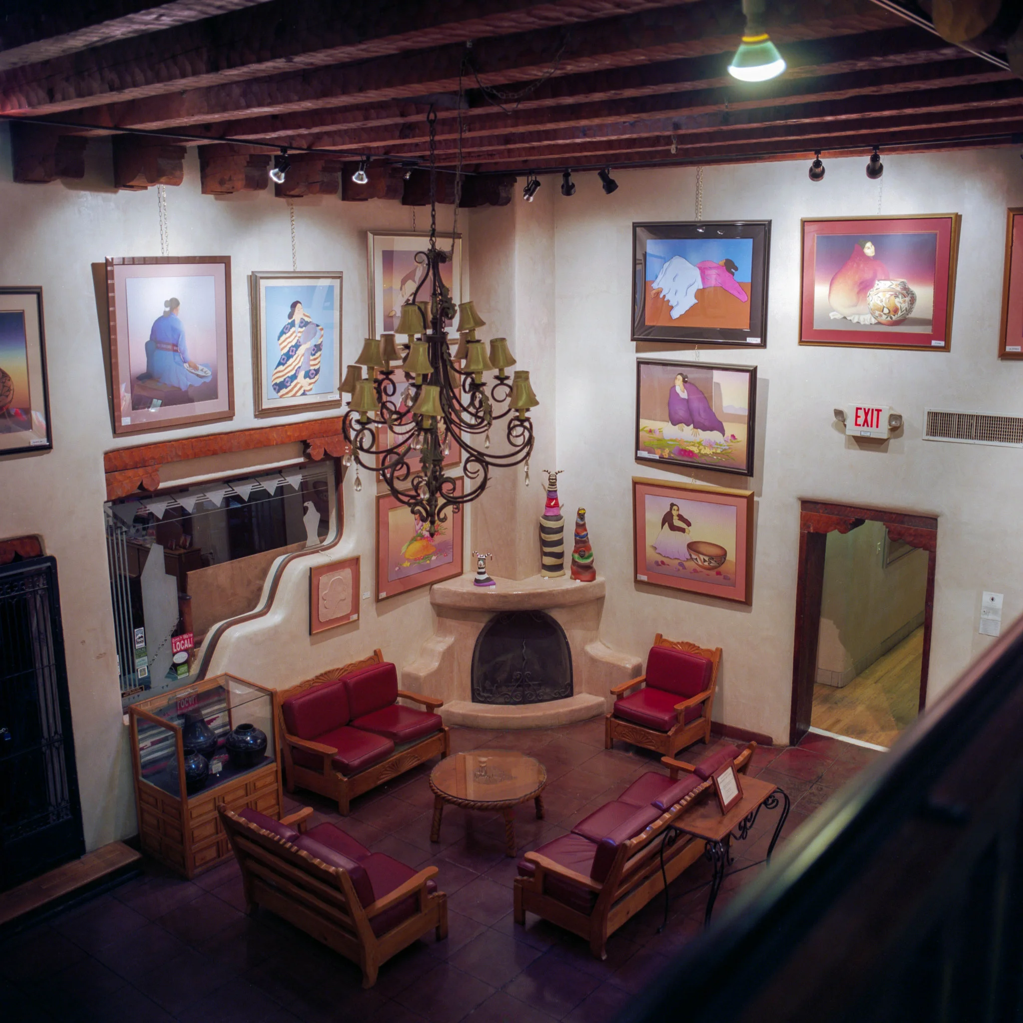 Eclectic lobby of the Hotel La Fonda de Taos, in Taos, NM.