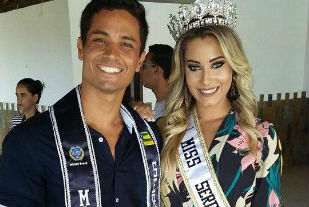 A nova Miss Sergipe CNB ao lado do Mister Sergipe 2017, Rafael Luís (divulgação)