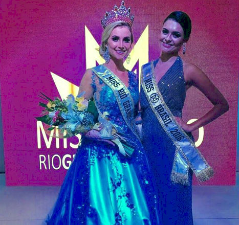 Daiane, a nova Miss RS, ao lado de Beatrice, a atual Miss Brasil.