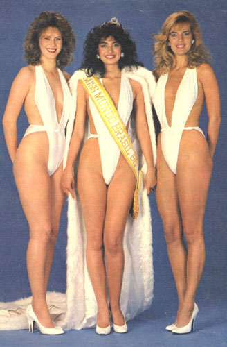 Top 3: Margareth (SC), segundo lugar, Leila (RS), Miss Mundo Brasil 1985, Adriana (RS), terceira colocada.