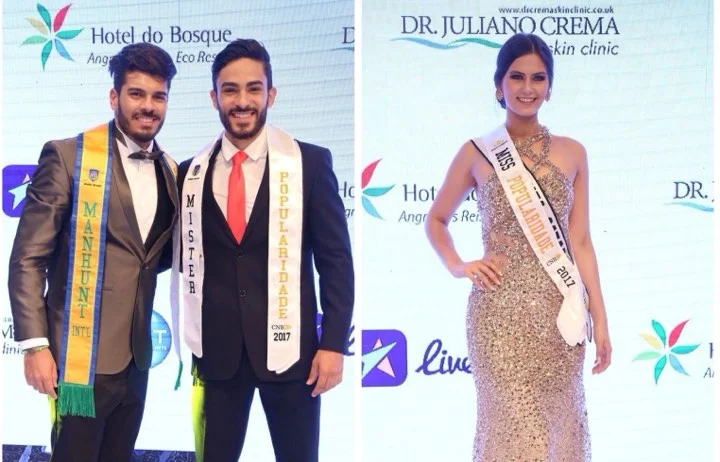 Os ganadores do Mister Popularidade CNB e Miss Popularidade CNB 2017: Mister Acre CNB (empatado com Santa Catarina) e Miss Santa Catarina CNB. Ambos foram semifinalistas do CNB 2017 (fotos Leonardo Rodrigues).