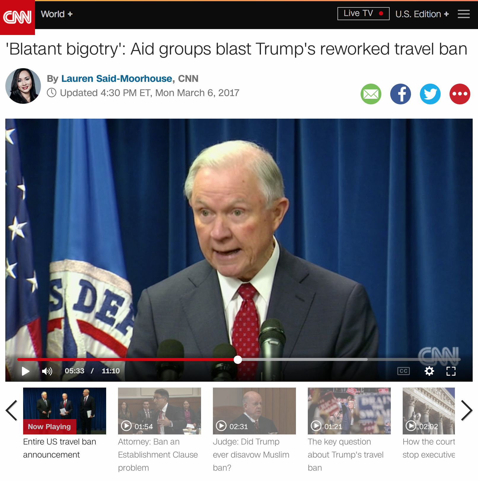 CNN on the IRC's criticism of Trump's revised ban heartlessly targeting most vulnerable