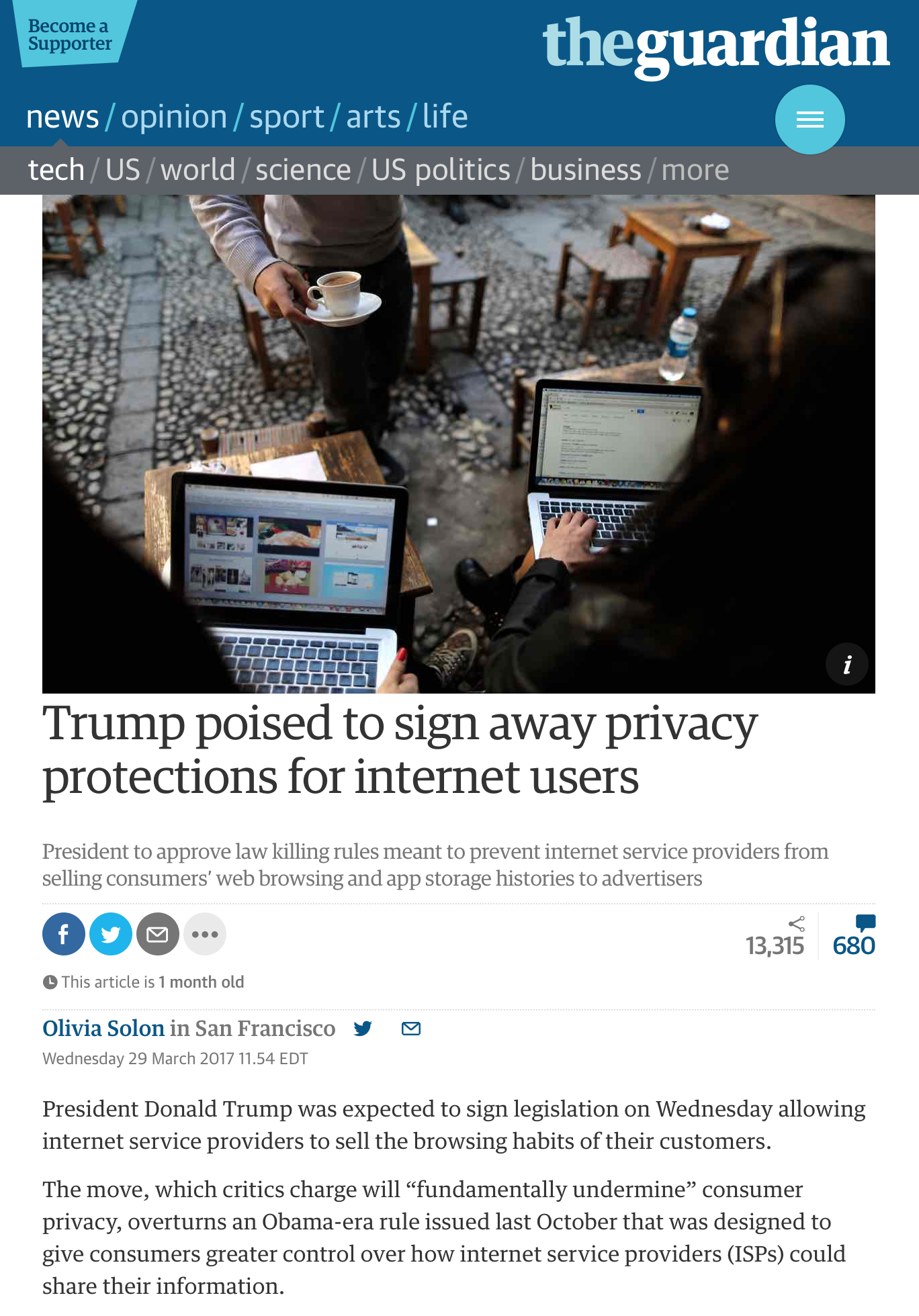 The Guardian quotes NHMC on congressional rubberstamp of corporate incursions on consumer privacy 