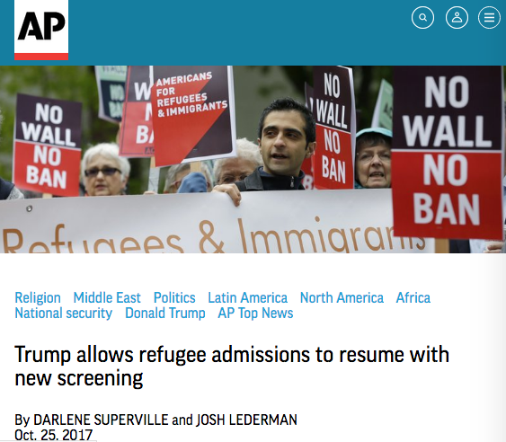 The Associated Press covers the IRC's opposition to the expansion of harsh refugee vetting requirements