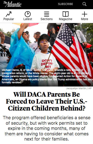 The Atlantic interviews the ILRC on rescission of DACA and lack of protections for immigrant families