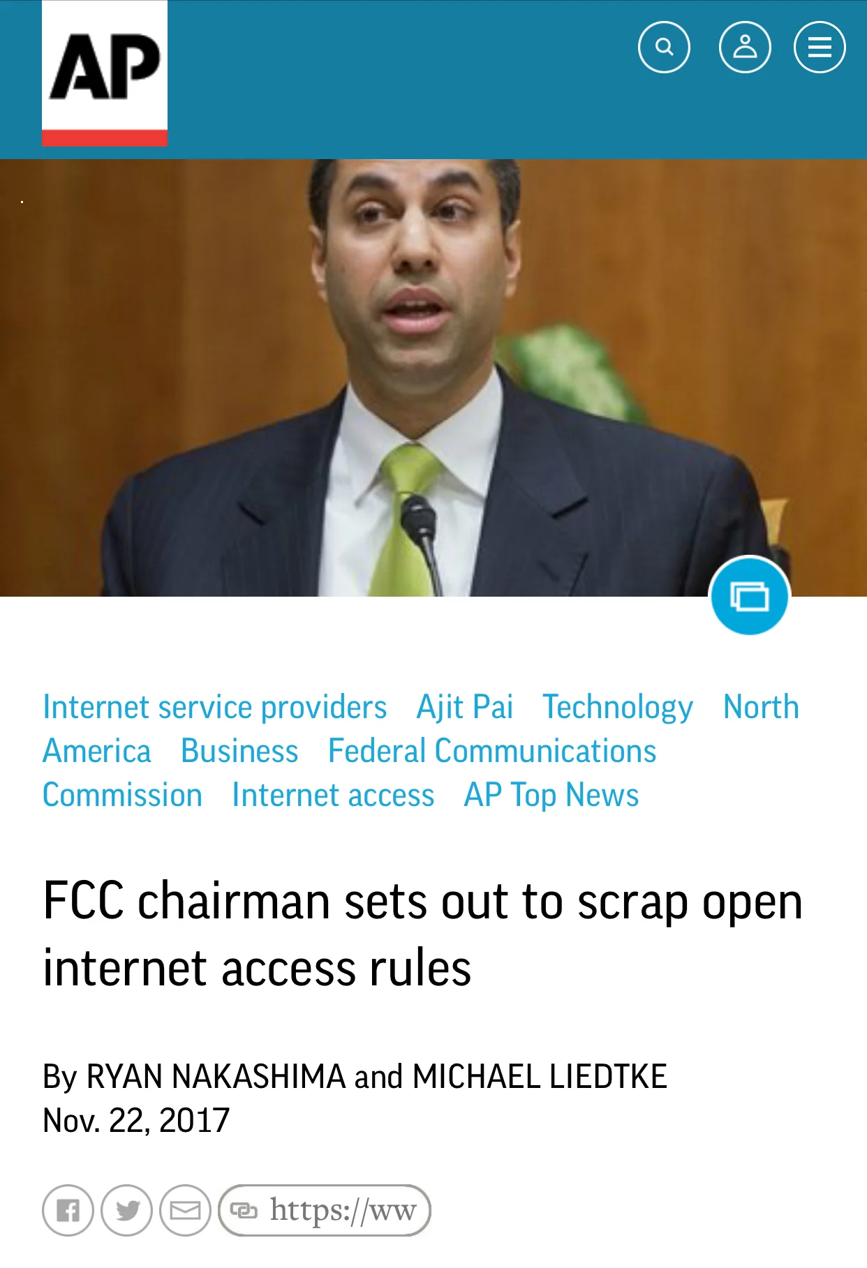 The Associated Press quotes NHMC on impact of FCC's draft order to repeal net neutrality