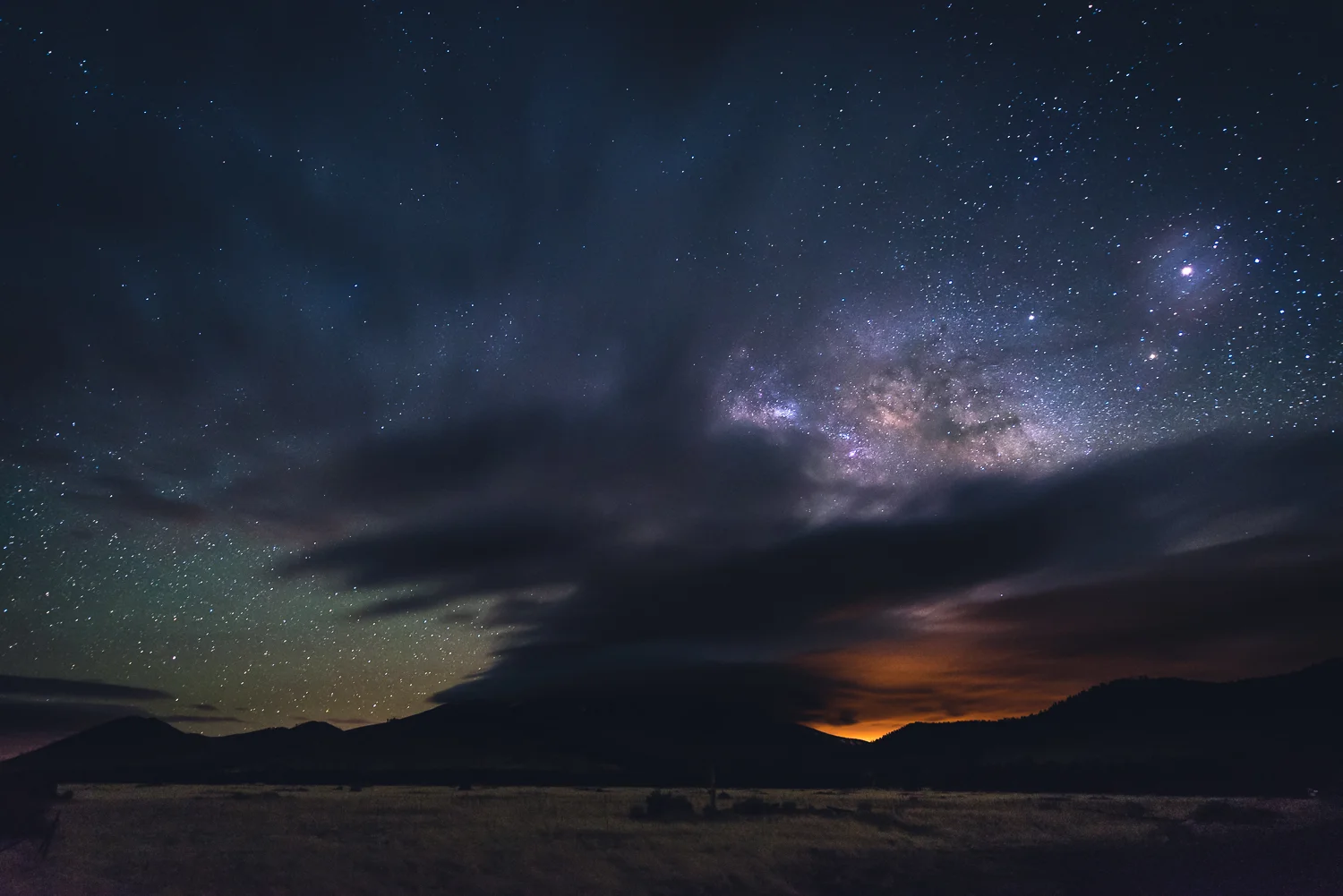 The galactic core peaking through before clouds started to take over the skies over Humphrey's Peak