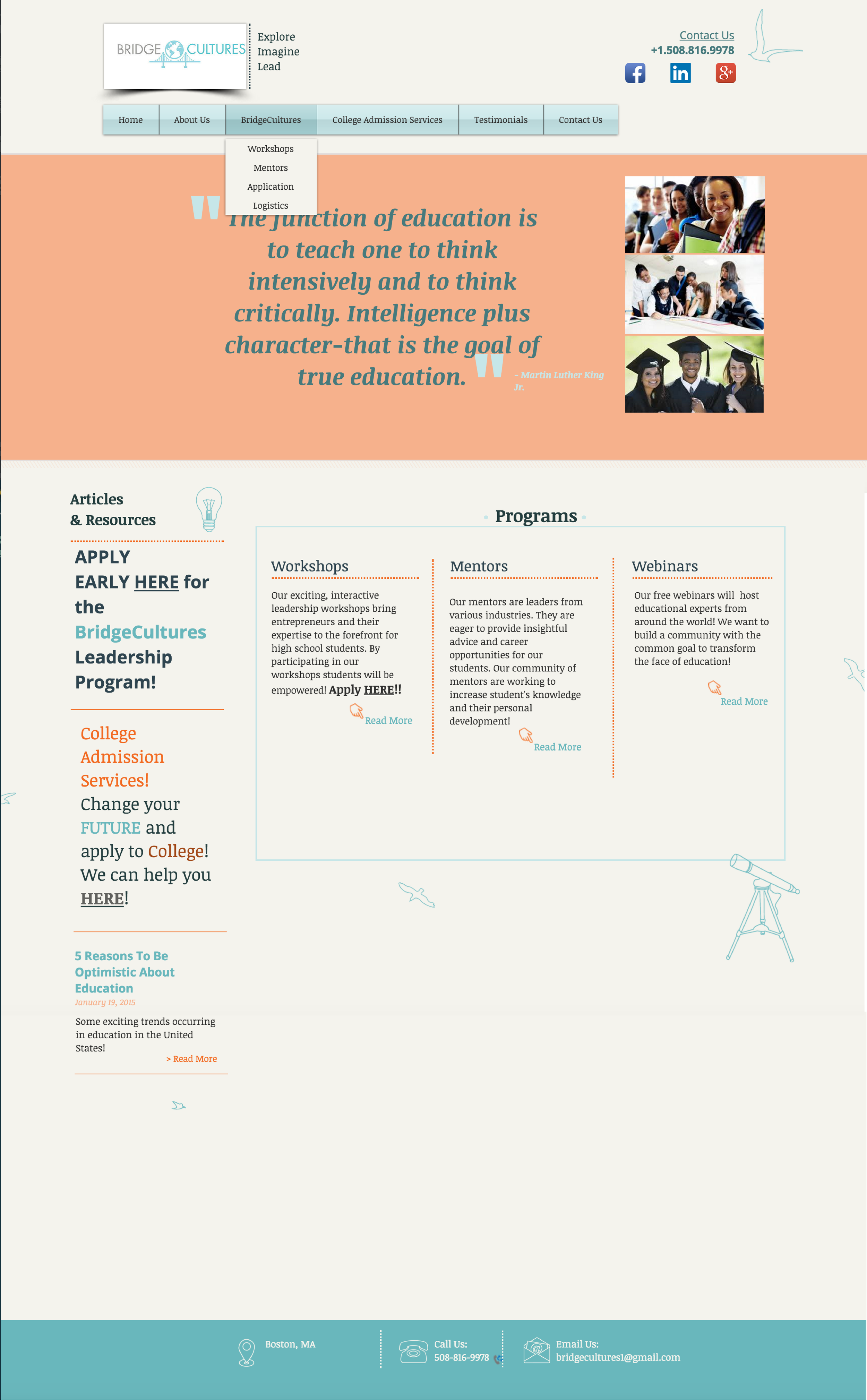 The original Bridge Cultures Homepage