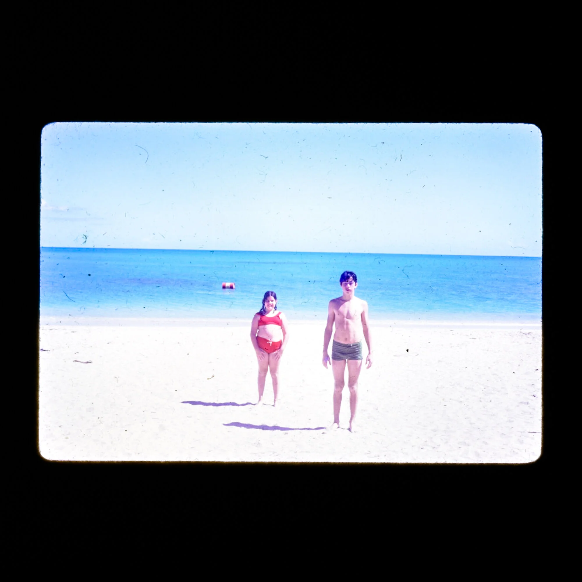Floating in space on sand