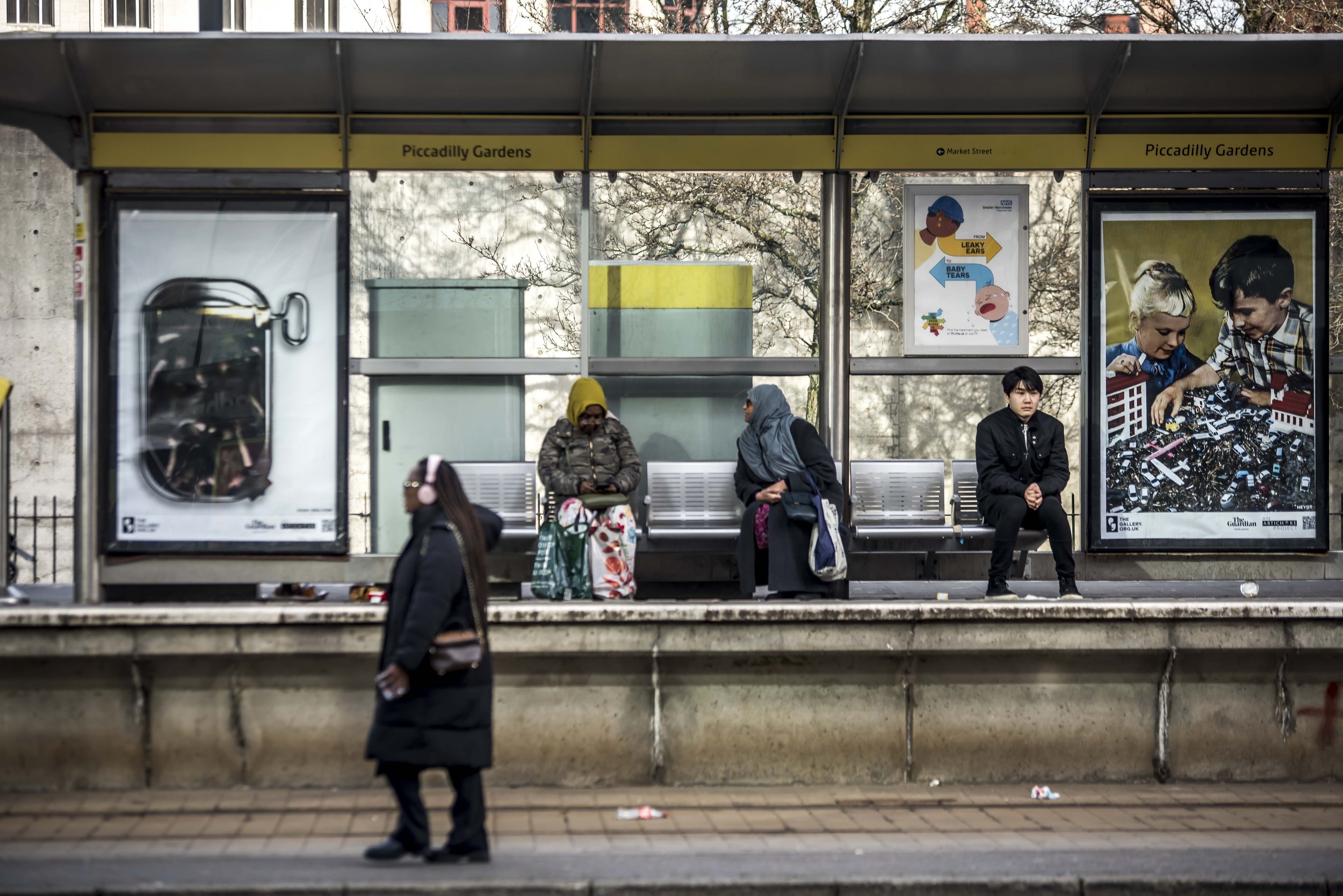 ‘Last to inherit’ (2020) by HEYDT and Forced into a ‘TickBox’ (2023) by Hugh Malyon. The Gallery, Season 2, 2023. Produced by Artichoke. Photo by Chris Payne. Piccadilly Gardens Metro, Manchester. Landscape 1.jpg