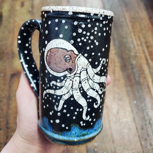 Finished Octopus Astronaut Mug! I couldn't be happier with how it came out - custom orders are my favorite part of this process, they really keep me on my toes!

If you would like a custom piece I am always taking requests either via email or at my w