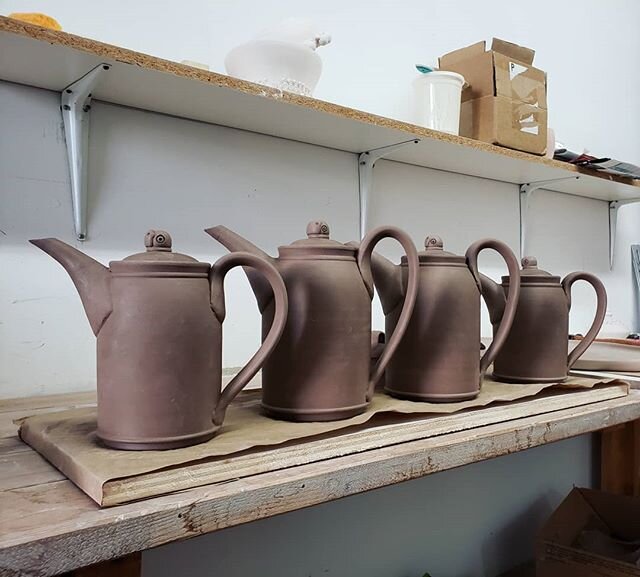 I'm using my downtime to work on some fun pieces like teapots! I'm also working on a completely new design so keep an eye out for updates.  Stay safe everyone!

#coywolf_studio #ceramics #pottery #teapots #teapot #handmade #wheelthrown #oneofakind