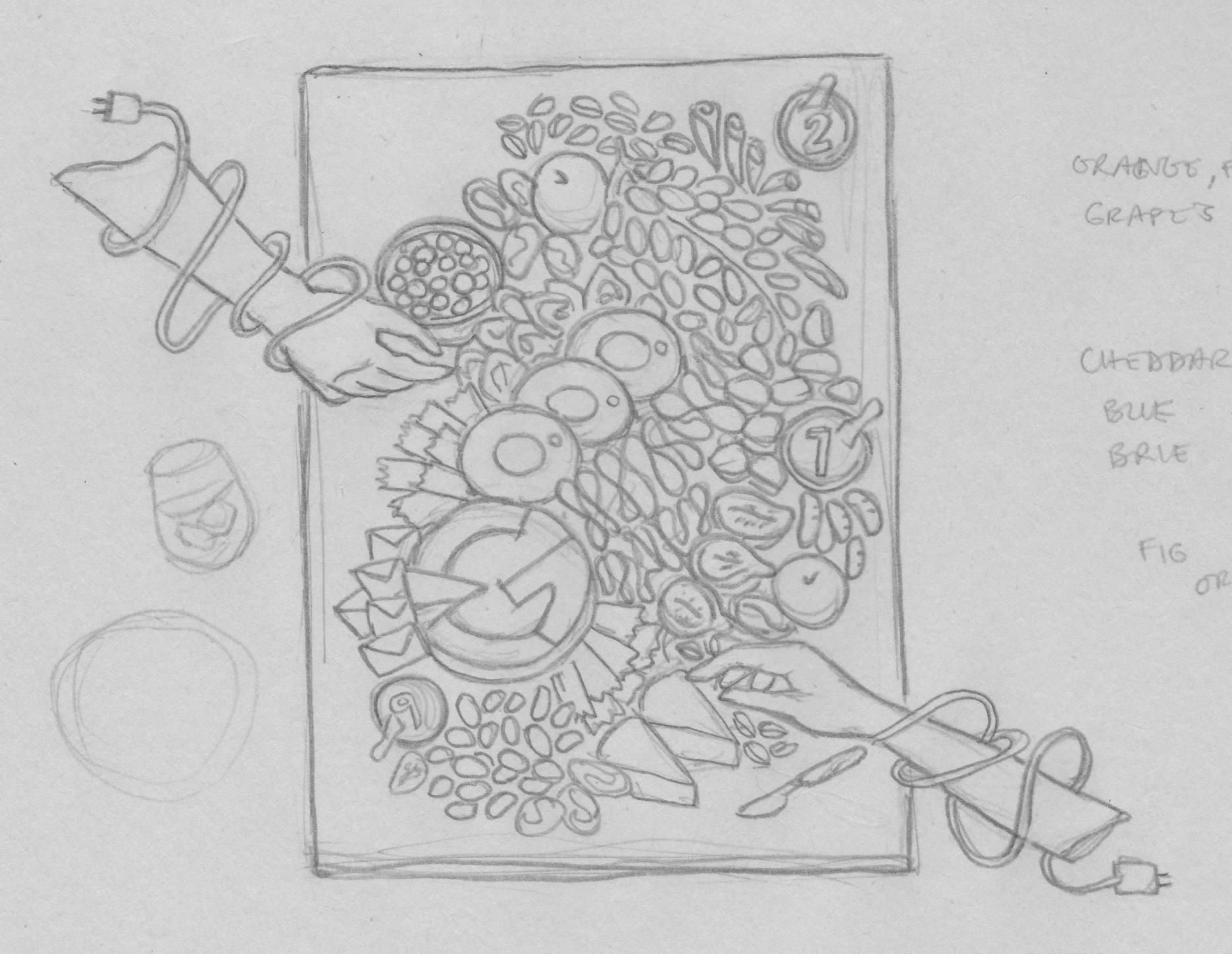 Pencil sketch on newsprint.