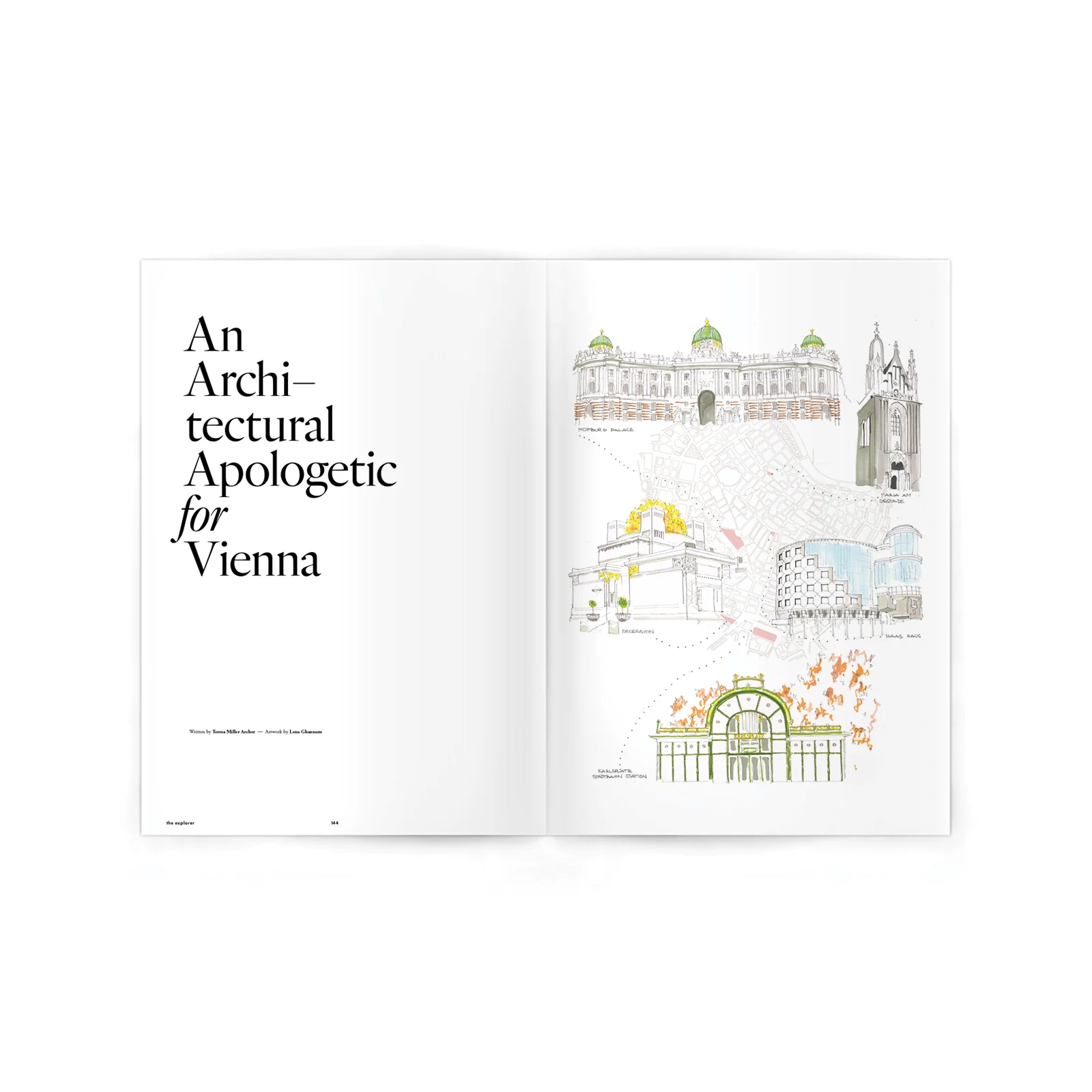 Editorial Feature. Art Direction. Illustration by Lena Ghannam . Key architectural features on a walk around Vienna’s Ringstrasse.