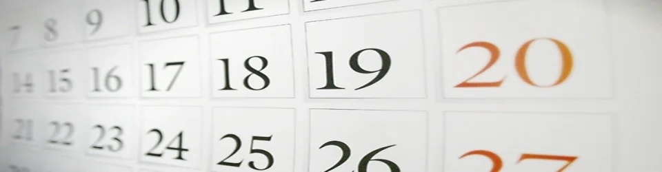 Close up picture of a monthly calendar page