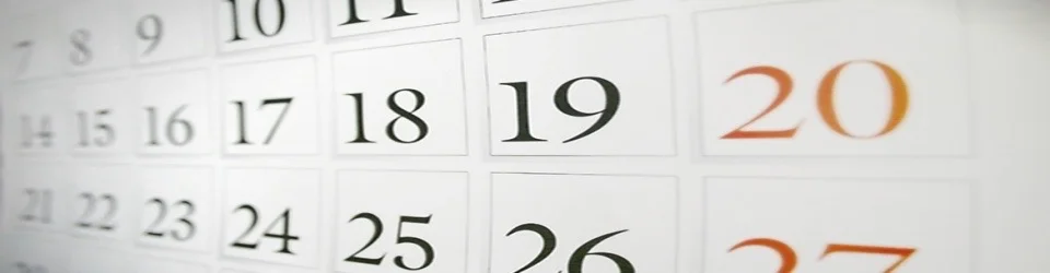 Closeup of a monthly calendar page