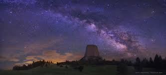 Photo of Devil's Tower, Wyoming at night, from the film Close Encounters of the Third Kind