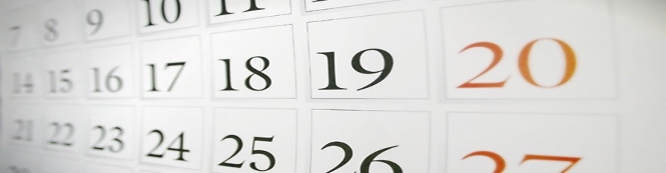Closeup of a monthly calendar page