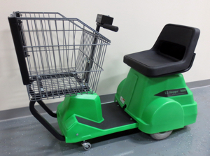 Photo of a green supermarket mobility cart