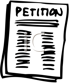 Cartoon style drawing of a petition
