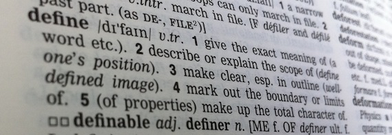 Picture of a dictionary page with definitions of the word "define"