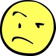 Skeptical yellow smiley face