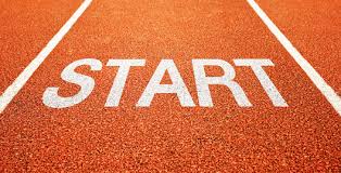 Photo of the start lane of a running track