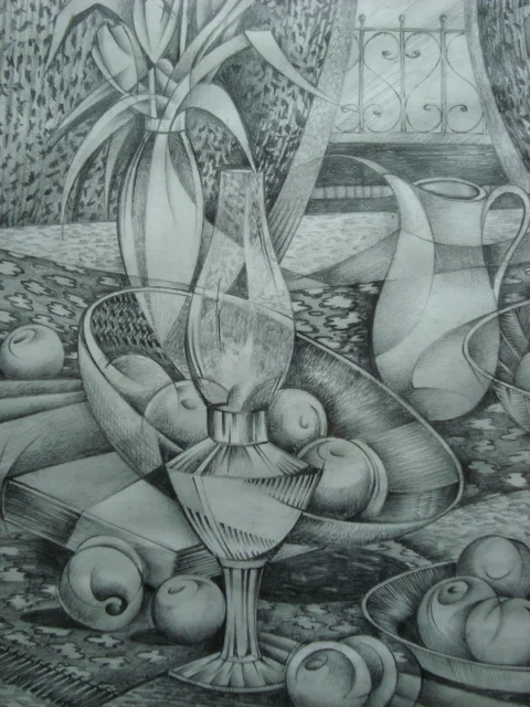 STILL LIFE WITH OIL LAMP AND FRUIT