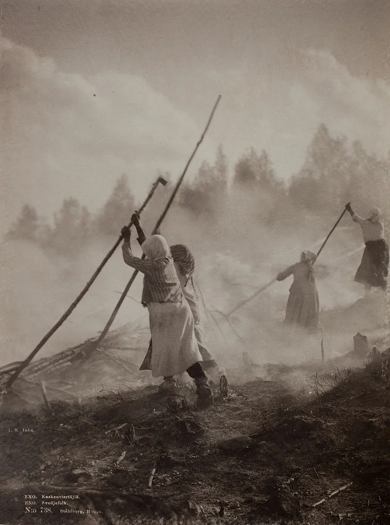 Svedjebruk i Finland, 1892. Foto: I. K. Inha