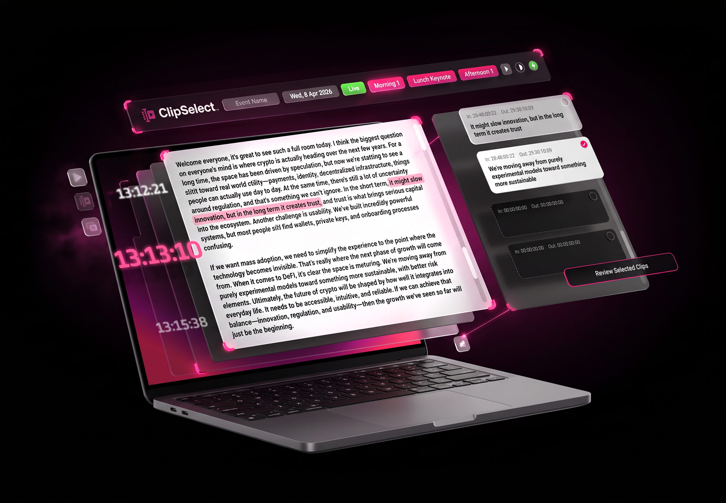 ClipSelect 3D UI Mockup