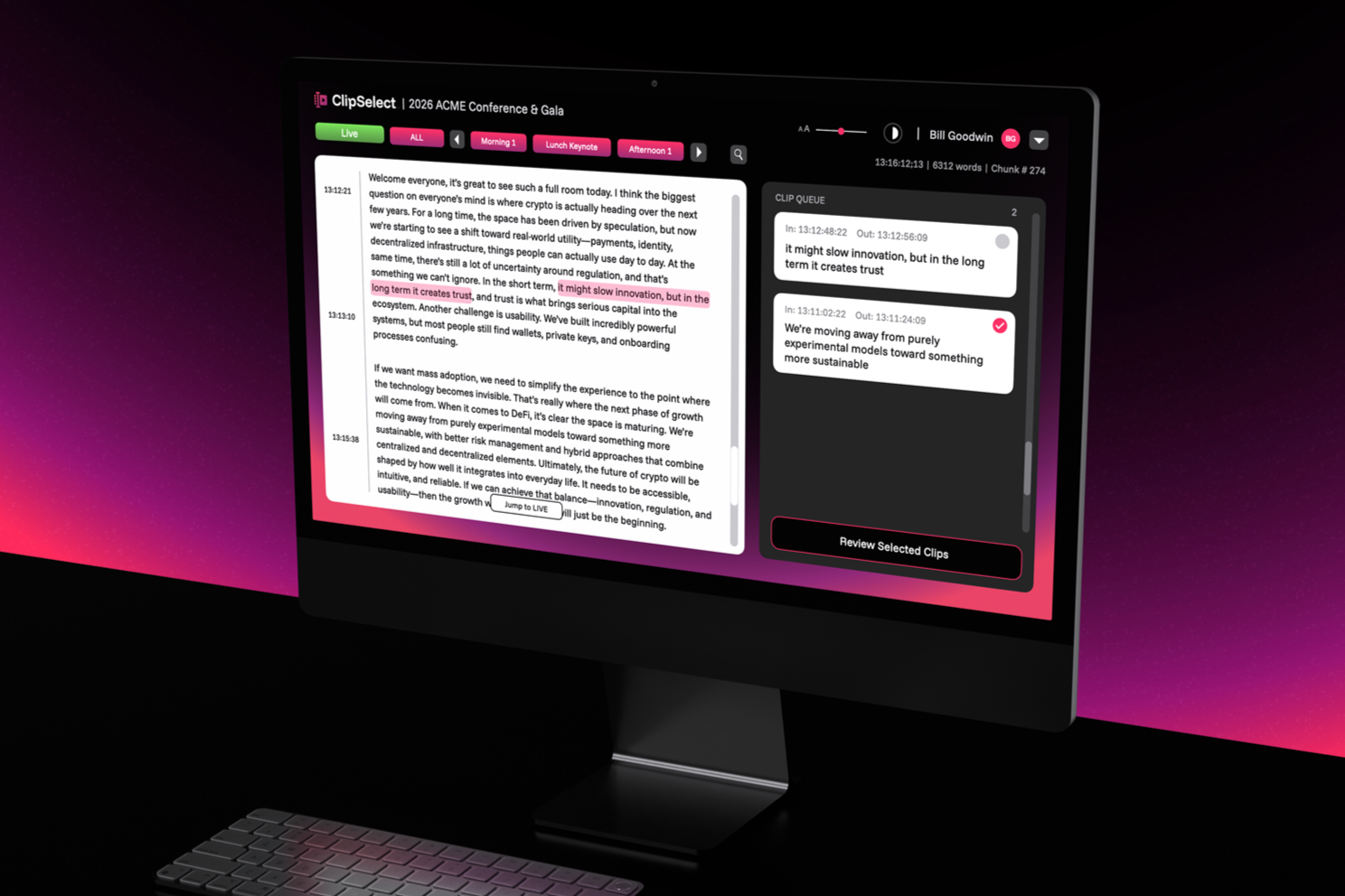 ClipSelect User Interface