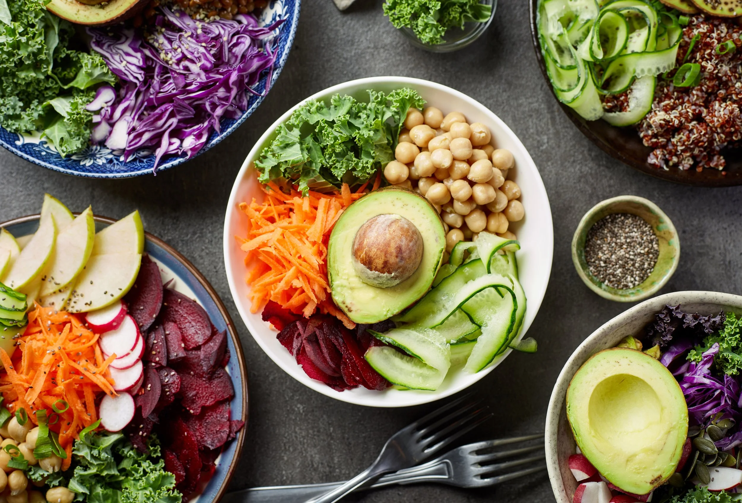 healthy vegetarian food to be expected at yoga & meditation retreat