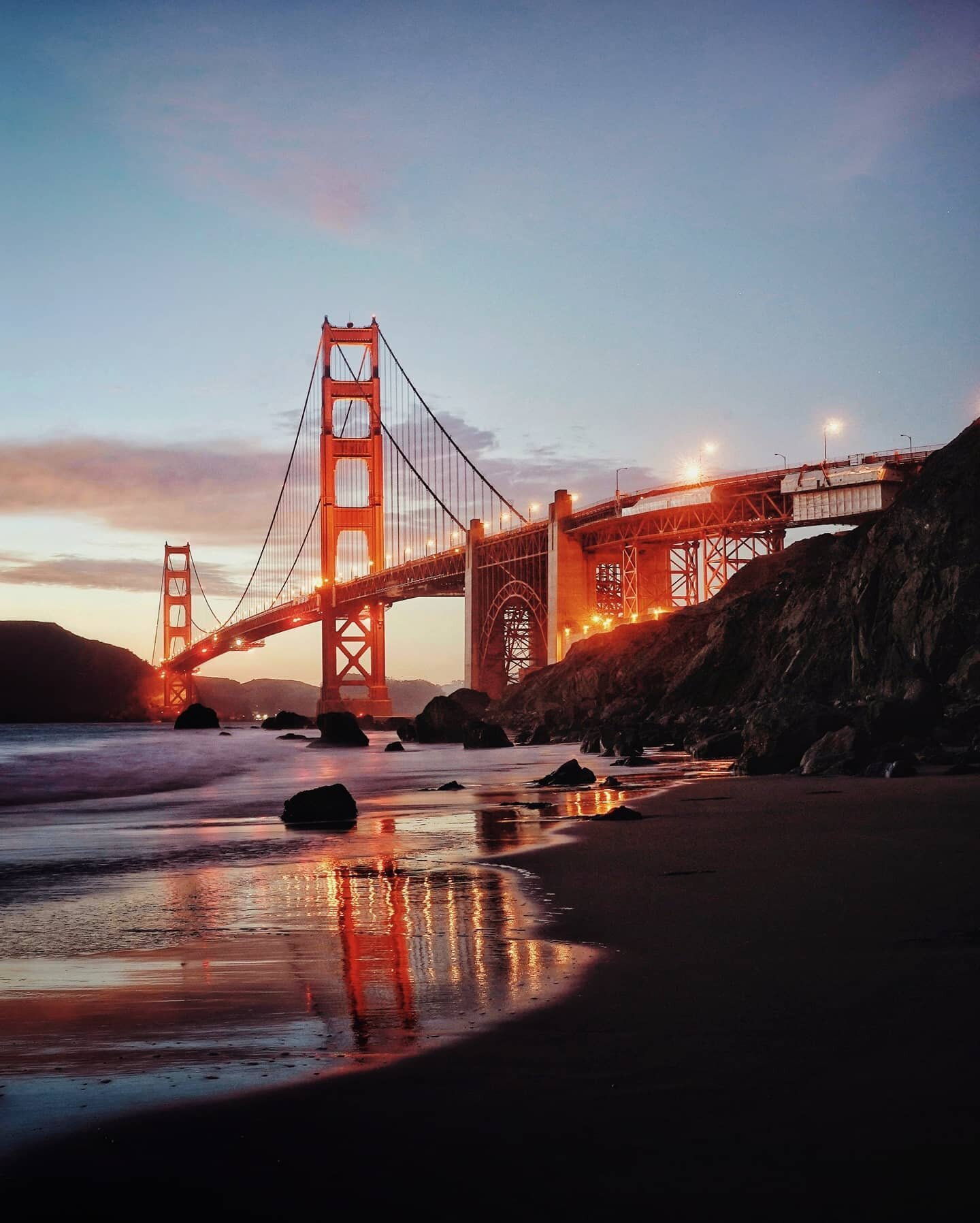 #🌉 Just after the sun has set on a long summer evening, the Golden Gate Bridge really starts to glow (and if it's windy day, it sings now, too...)