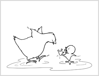 Have you read Blue Chicken ? Color, or print this out on cardstock and make a splash with watercolor, or decorate with tissue-paper feathers.