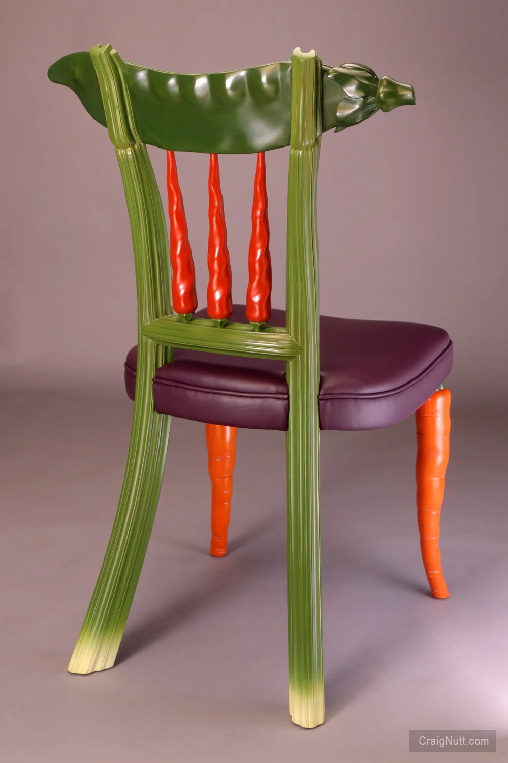 Celery Chair with Carrots, Peppers, and Sno Pea